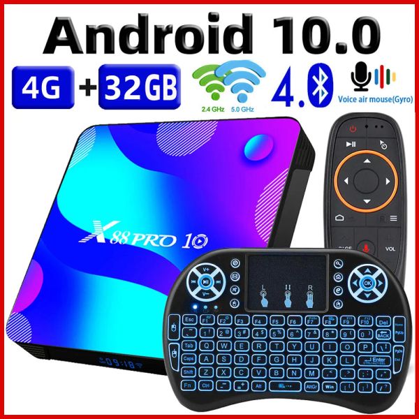 Caixa de TV Smart Box Android 11 X88 PRO 10 RK3318 Media Player 4GB RAM 128GB ROM 2.4G 5.8G Dual WiFi BT4.0 3D YouTube 4K Set Top Box