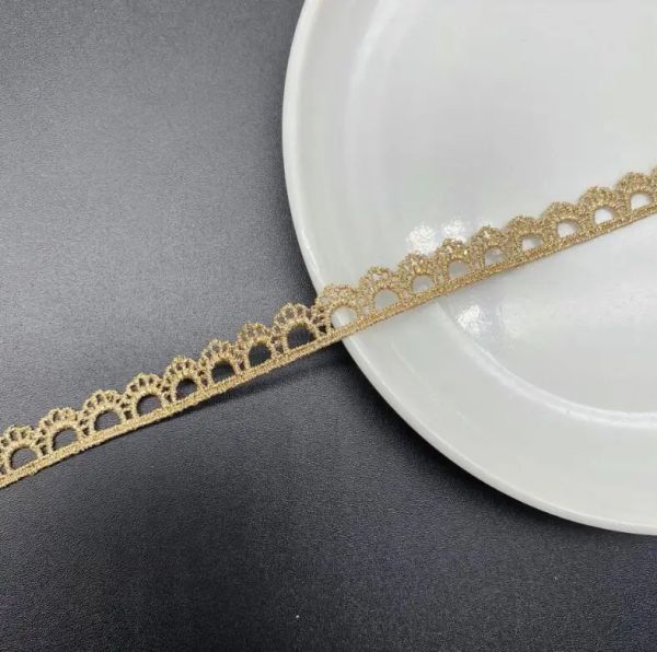 5 metri Bellissimo ricamo Cuci bordo di pizzo artigianale fai -da -te 1 cm larghezza in oro taglio in costume in argento