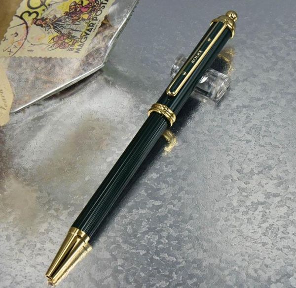 Luxury Ballponet Pen Metal Crown Towers Head Desenho verde estilo clipe de ouro de canetas para escritório de negócios e escola5311700