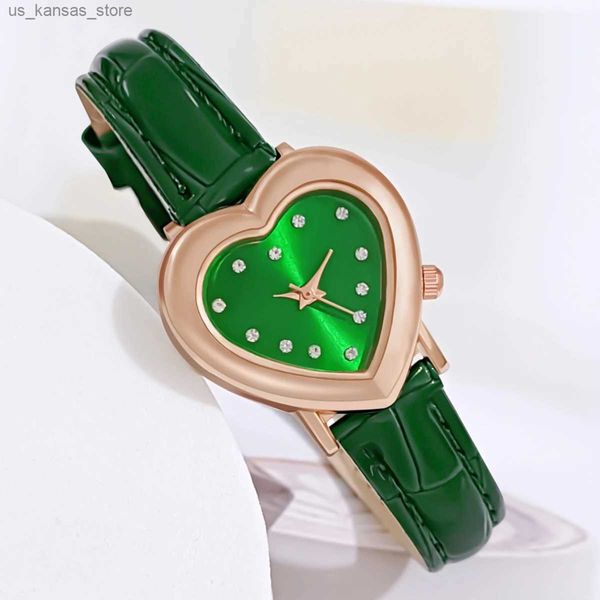 Armbanduhren Luxus Frauen Quarz Leder es Herz Damen Handgelenk Strass Kleider Uhr Geschenk Reloj Mujer Montre Femme240409