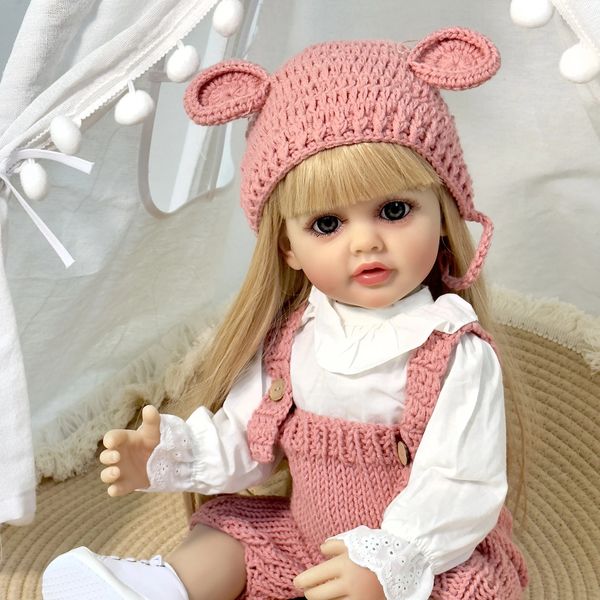 NPK 22 Zoll weiches Silikon Ganzkörper Vinyl Reborn Kleinkind Mädchen Puppe Betty Lifelike Baby Perücken Haargeschenke für Kinder 240409