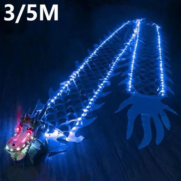 3/5 m Lighting Chinese Children Dance Dragon Dragon Set Outdoor Fitness Stage Performance Rimpit Regali Gift Funny Wu Long Toys 240329