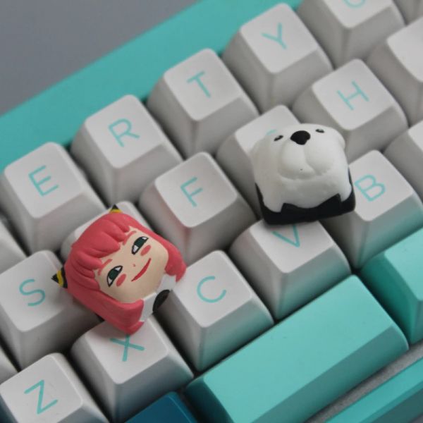 Аксессуары Spy Family Cute Keycap Anya Forger 3D смола аниме -клавишные крышки пользовательские карикатуры ручной работы для мультипликации для механической клавиатуры подарок