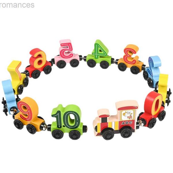 Ímãs brinquedos magnéticos de madeira Magnetic Trein Blocks Blocks Kids Educational Number Toys Toys Toddler Os trens montados ímãs 240409