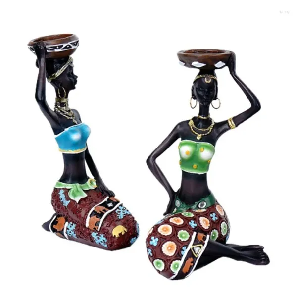 Kerzenhalter Skulpturenhalter eleganter afrikanischer Figuren Kerzenharz Tabletop Dekor Home Furnier Desktop Lighting