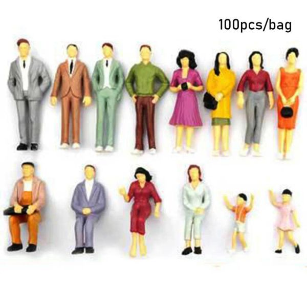 100 pezzi di costruzione modello di passeggeri 1: 100/1: 150/1: 75/1: 50 Scala Figure ABS Material Materiale Caratteri Train Scenery Doll House Decor