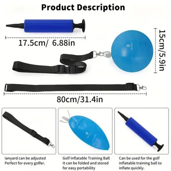 Golf Swing Training Aid Swing Trainer Ball Inflable Ball com Ball Pump Portable Golf Training Equipment para teear