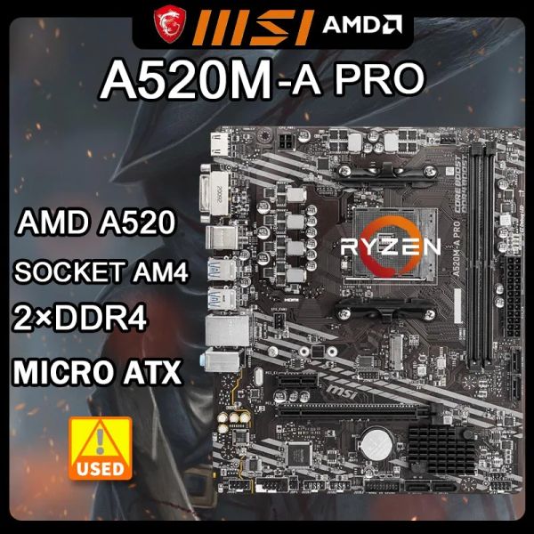 Placas -mãe AM4 Mãe -mãe para Ryzen 5 5500 CPU MSI A520MA PROM MOMER