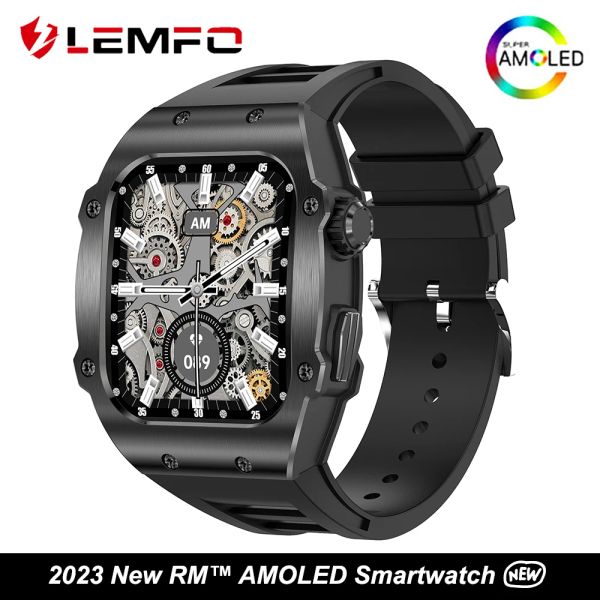 Uhren AMOLED -Bildschirm RM Smartwatch Lemfo AK55 BT5.2 True Health Monitoring 24H 12 Tage lebenslanges AI -Sprachassistent IP67 WASGEFORT 2023