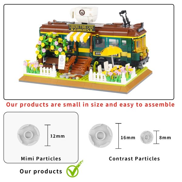 Mini Blocks Coffee Train Set (1081pcs) Mini Bricks Building, Toys Creative Roleplay Kits Idéias de presentes de aniversário para adultos e crianças