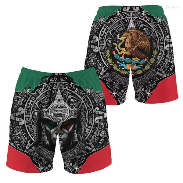 Herren -Shorts Mexiko Flagge 3D gedruckt Aztec Beach Männer Outdoor Sport Surfing Board Sommer Casual Swim Trunks Street Kurzhose