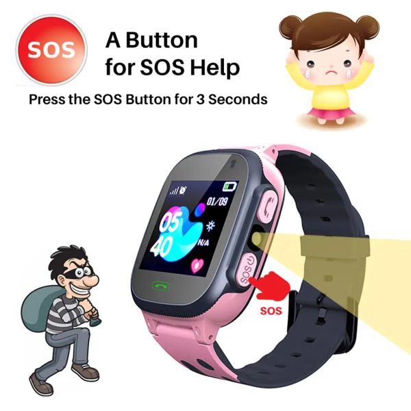 Orologi kids orologi chiama bambini smart orologio bambini gps sos smartwatch smartwatch clock card sedia thercker watch bambino