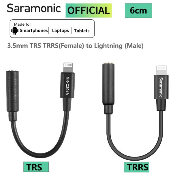 Saramonic SR-C2018 2002 Микрофон Аудио-адаптер кабель 3,5 мм TRS TRRS (женская) до молнии (мужчина) для iPad iPhone iPod Touch