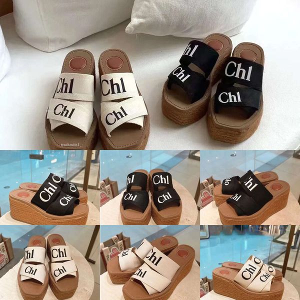 2024 Новая летняя платформа для обуви платформ Slapper Flat Mules Mules Luxury Designer Shoe Swiders Men Gift Fashion Summer Casual Black Slide Girl Beach Canvas Top Caffenge