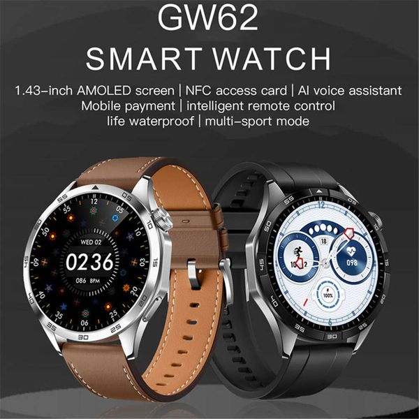 Yeni GW62 Plus Smartwatch Bluetooth Çağrı Uyku Ödemesi NFC Sesli Yardımcı Spor Bilekliği