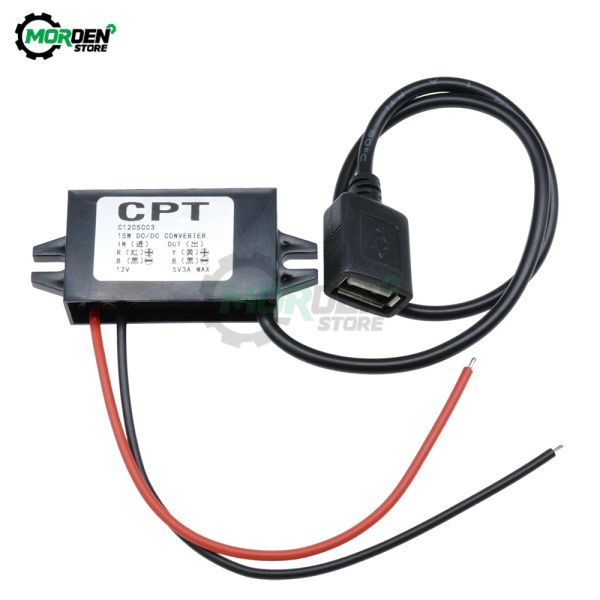 DC-DC da 12v a 5V 3A da 15 W CAR CONVERTER AUTO MICRI Mini USB USB Down Tensione Adattatore di uscita dell'alimentazione con protezione inversa