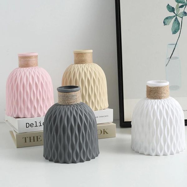 Vasen Plastik Vase Wasser Ripple Imitation Porzellanhandwerk Blume Rattan DIY POT für Hochzeitsheimdekoration