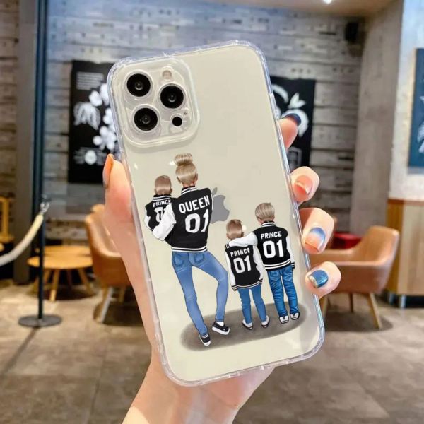 Super Mom e Super Dad Baby Family Phone Case per iPhone 15 14 13 12 11 Pro Max Mini XR XS X 7 8 Plus Cover Boy Girl Fundas