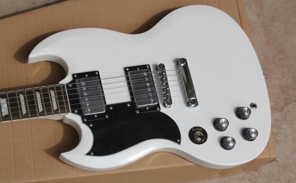 Factory Custom Shop Novo Alta qualidade A mão esquerda White SG Electric Guitar 914ZXC5663469