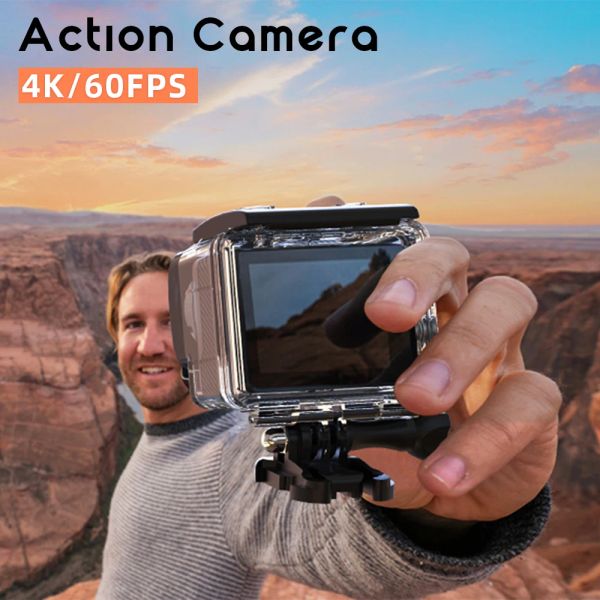 Kameralar Aksiyon Kamera Ultra HD 4K 60 FPS WiFi Uzaktan Kumanda Spor Video Kamera DVR DV GO Su Geçirmez Pro Mini Kask Cam