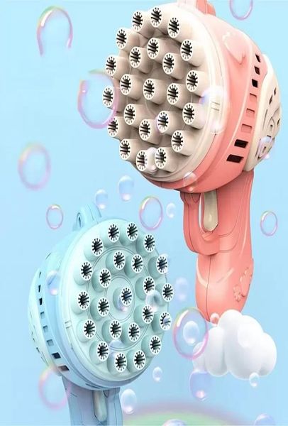 Giochi estivi Aggiornamento 23hole Kids Gatling Bubble Gun Caring Electric Rocket Launcher Wedding Bubble Machine Machine Acqua di sapone 1682221