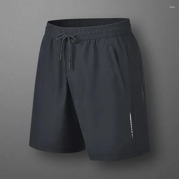 Pantaloncini da uomo stampato ad alto contenuto di abbigliamento per ginocchini sport a vita 2024 Summer elastico coreano di colore solido casual