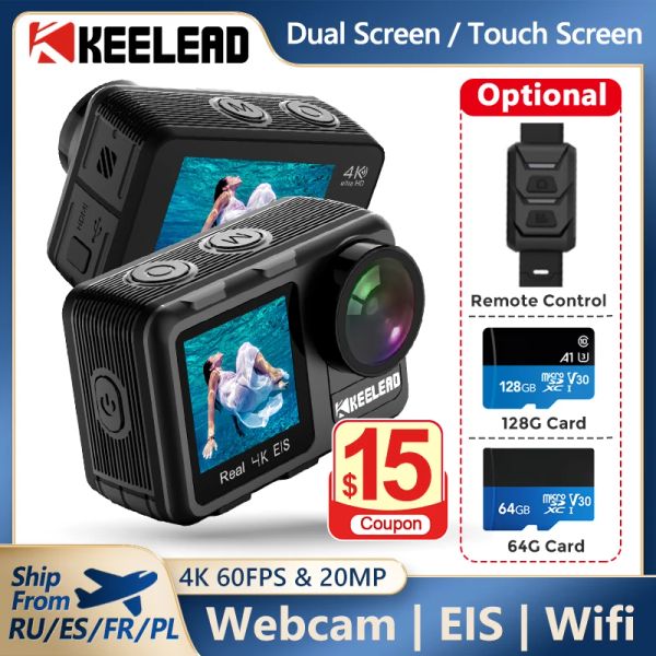 Камеры Keelead K80 Action Camera 4K 60FPS EIS 540M Водонепроницаемый шлем 20 Мп 2,0 