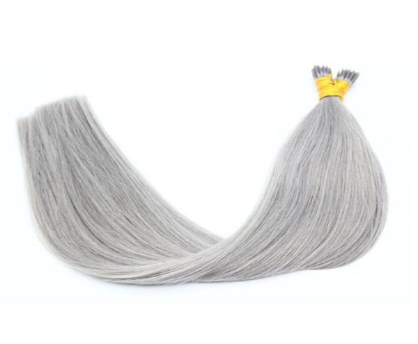 Silk reta Cabelo brasileiro Cinza colorido I ponta Extensões de cabelo 100 Remy HumanaHair8740643