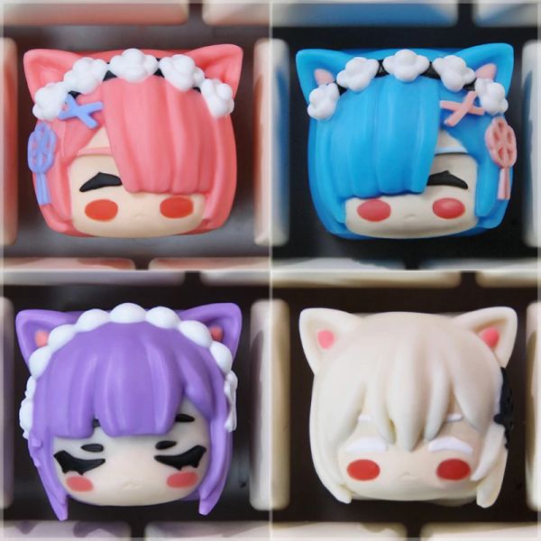 Accessori Anime Re: Zero Life in a Distern World KeyCap Cartoon Resin KeyCaps Case di tastiera meccanica personalizzata