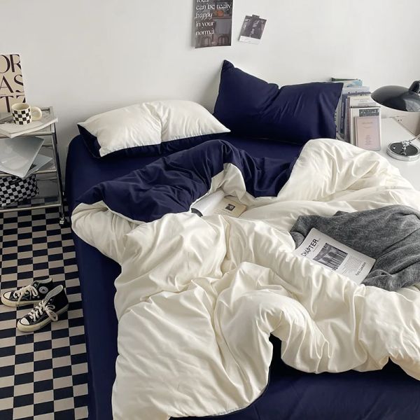 Solstice Home Textile cor sólida cor branca marinha azul cover bropheds colaboração de cama meninas de cama adolescente lençamentos de cama de cama queen
