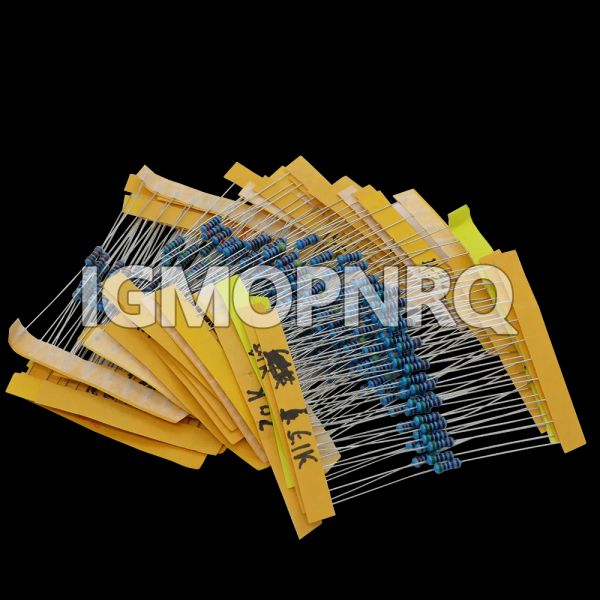 600pcs/conjunto 30 tipos 1/4w Resistência 1% Metal Film Resistor Pack Kit variado 1k 10k 100k 220OHM 470OHM Resistores 1M 300pcs/set