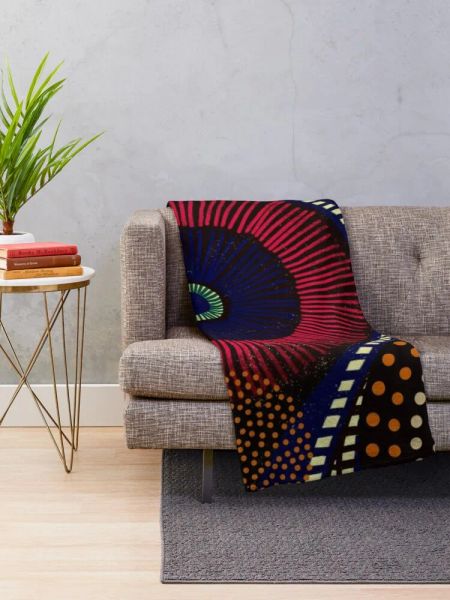 Renkli tonda Afrika kabile deseni, battaniye kabarık lüks tasarımcı kanepe battaniyeleri için polar