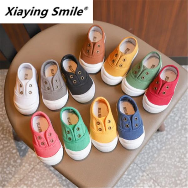 Tênis xiaying sorriso primavera 2019 nova versão 100shoe boy sapatos brancos sapatos de lona de lona pequenos e médios