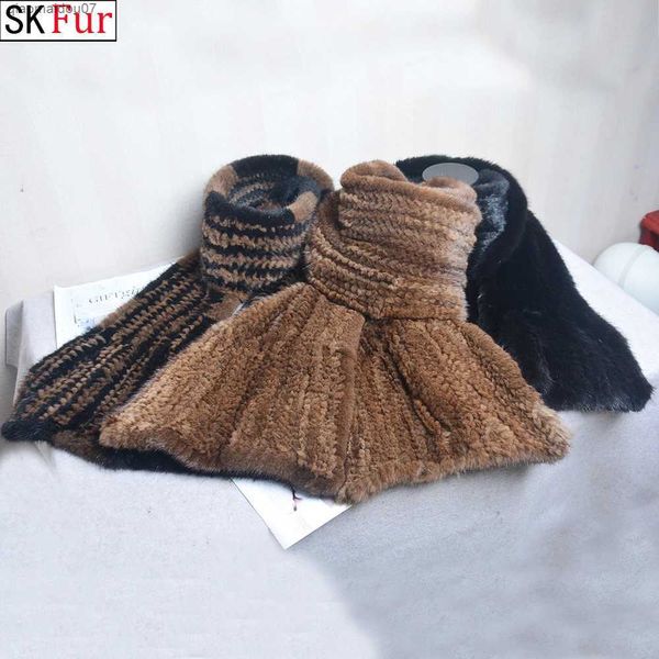 Şallar 2018 En çok satan uzun kış sıcak sıcak Mink Cilt Scarf Orijinal Mink Cilt Şaw Moda Kadınlar Örme Gerçek Mink Cilt Scarfl2404