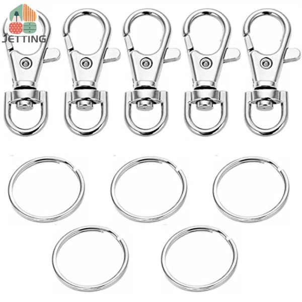 10pcs Premium giratória de cordão giratório com anéis de corrente de chaves de lagosta metal