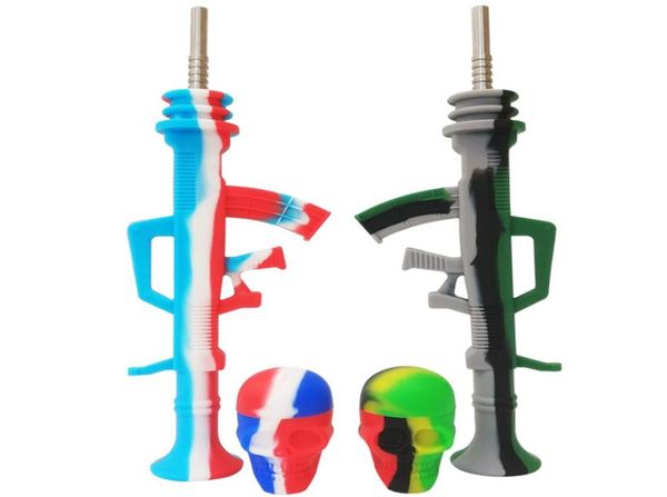 Machine Gun Silicone Dab Collector 15ml Contêiner de óleo de cera de crânio portátil com titânio TIP DAB SLIGS SLIGS TIPO PARA WAX5346242