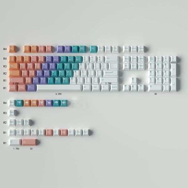 Acessórios PBT GMK Rainbow Gradient Keycaps 129/23 Keys Dye Sub -teclado para teclado mecânico com 2U 1.75U Shift GK61 GK64 980