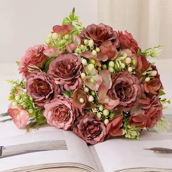 Fiori decorativi simulazione di seta classica lafita peonia hydrancea bouquet tavolo da pranzo decorazione finta fiore rosa peonie artificiali