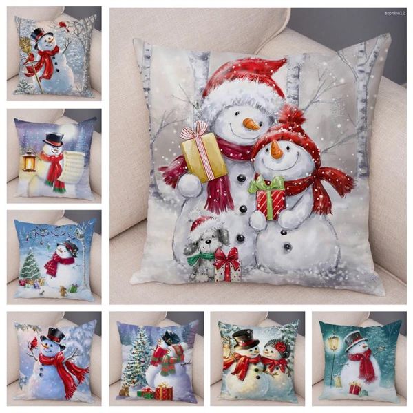 Pillow Cartoon boneca de neve capa Feliz Natal Caso da casa da casa de estar Decorativa Sofá Bed Car 45 Nordic