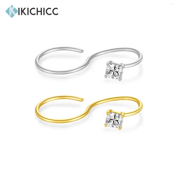 Clusterringe Kikichicc 925 Sterling Silber Gold Zwei Finger geometrische Frauen lehrsable Ring Luxuskristall Fine Schmuck 2024 Juwelen