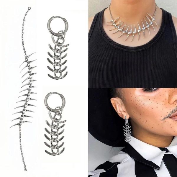 Anhänger Halsketten Hip Hop Halschain/Ohr Anhänger Einstellbare Länge Halskette/Ohrringe Accessoire Mode Dornenschmuck für Frauen