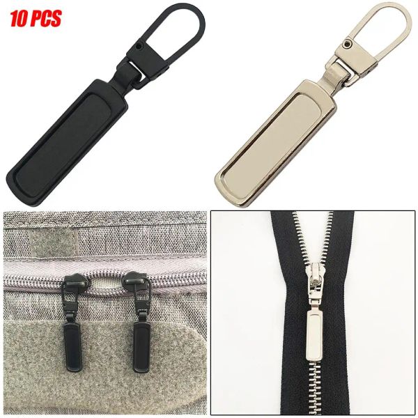10 peças Puller Zipper Substituição Zipper Cabeças Acessórios de costura para a saia de jeans da bolsa de bagagem de mochila