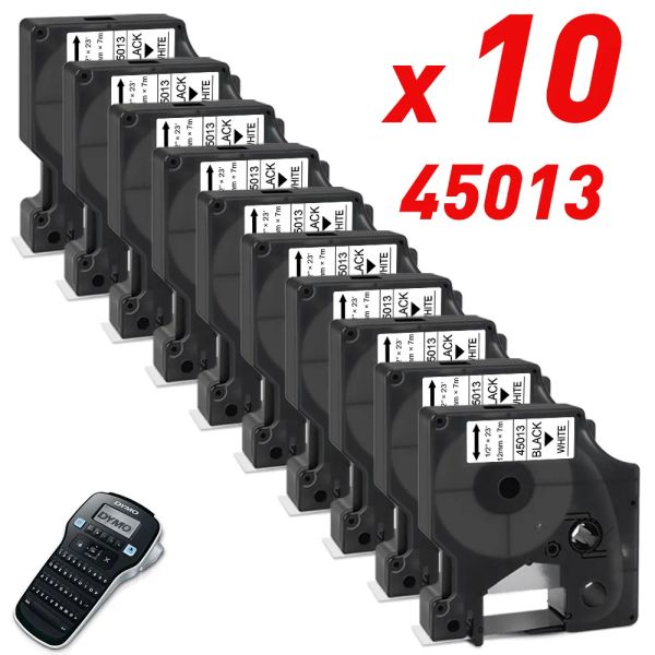 PADS 5 ~ 10PK 45013 Dimo compatível Dimo Dy1 Tapes 45013 Black On White 12mm Printer Rótulo para DyMo LabelManage LM 160 420p 280 Rótulo Criador