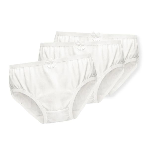 Garotas calcinha infantil Cotton Roufe -Rouphe Childrens Briefs Short Solid White Color 3pcslot 240409