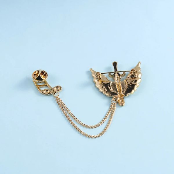 Baiduqiandu Women Men Men Angel Wings Brooches Unisex Cross Note Note Chain Brooches Pins в золотом цвете