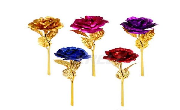 Fashion 24K Gold Foil Plated Gifts Rose Creative Gifts dura Forever Rose For Lover039s Casamento Dia de Natal Presentes Home Decoration8613614