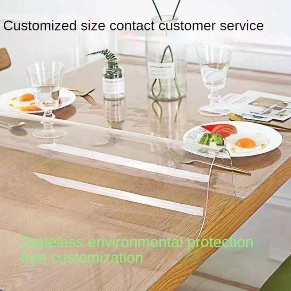 Toalha de mesa PVC Tala de mesa transparente 3,0 mm mm à prova d'água de cozinha à prova de óleo Tapete de mesa plástico Tampa de protetor de vidro macio de vidro