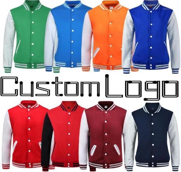 Giacca da baseball del logo stampato personalizzato da baseball maschi da donna letterman varsity cappotto verde arancione blu marrone rosso ragazzo ragazza13791275