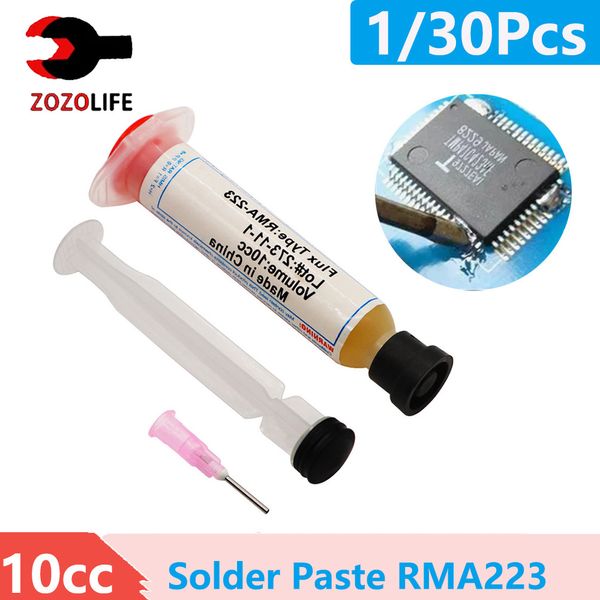 1/30pcs 10cc Sperer Spering Paste Flux Grease с иглой RMA223 RMA-223 для чипсов светодиодные BGA SMD PGA PCB DIY Инструменты ремонта