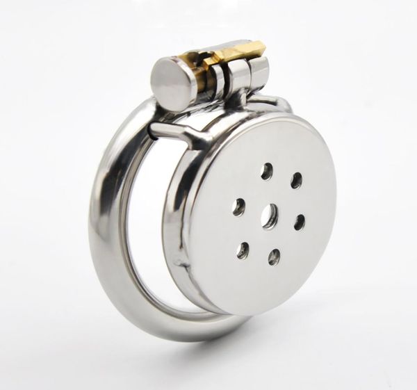 Novo design pequeno dispositivo de gaiola de gabinete de aço inoxidável com anel anti-Off Cateter uretral v4 Penis de bloqueio BDSM Toys de sexo adulto88867820
